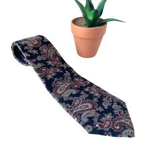 Rutlands Slip Stitch 100% Silk Paisley Tie Blue Red Tan Made in USA